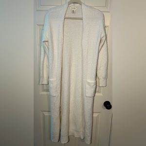 Jessica Simpson cream fuzzy long cardigan duster with pockets size small